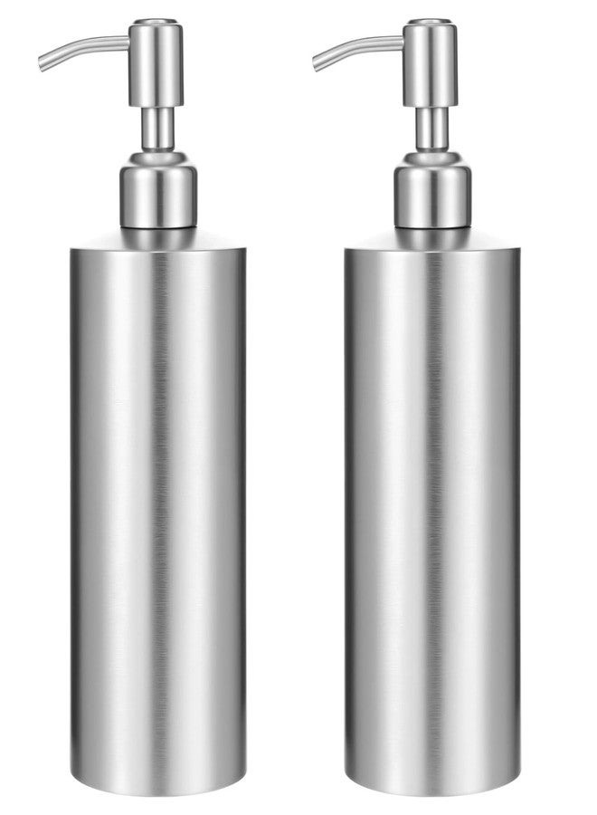 Limbeuuu 2 Pcs Brushed Nickel Soap Dispenser Stainless Steel Soap Dispenser(18.6 oz/550 Ml), Countertop Liquid Hand Soap Pump Bottle Rust Leak Proof Stand Free Metal Dispenser for Countertop Bathroom - Image 1